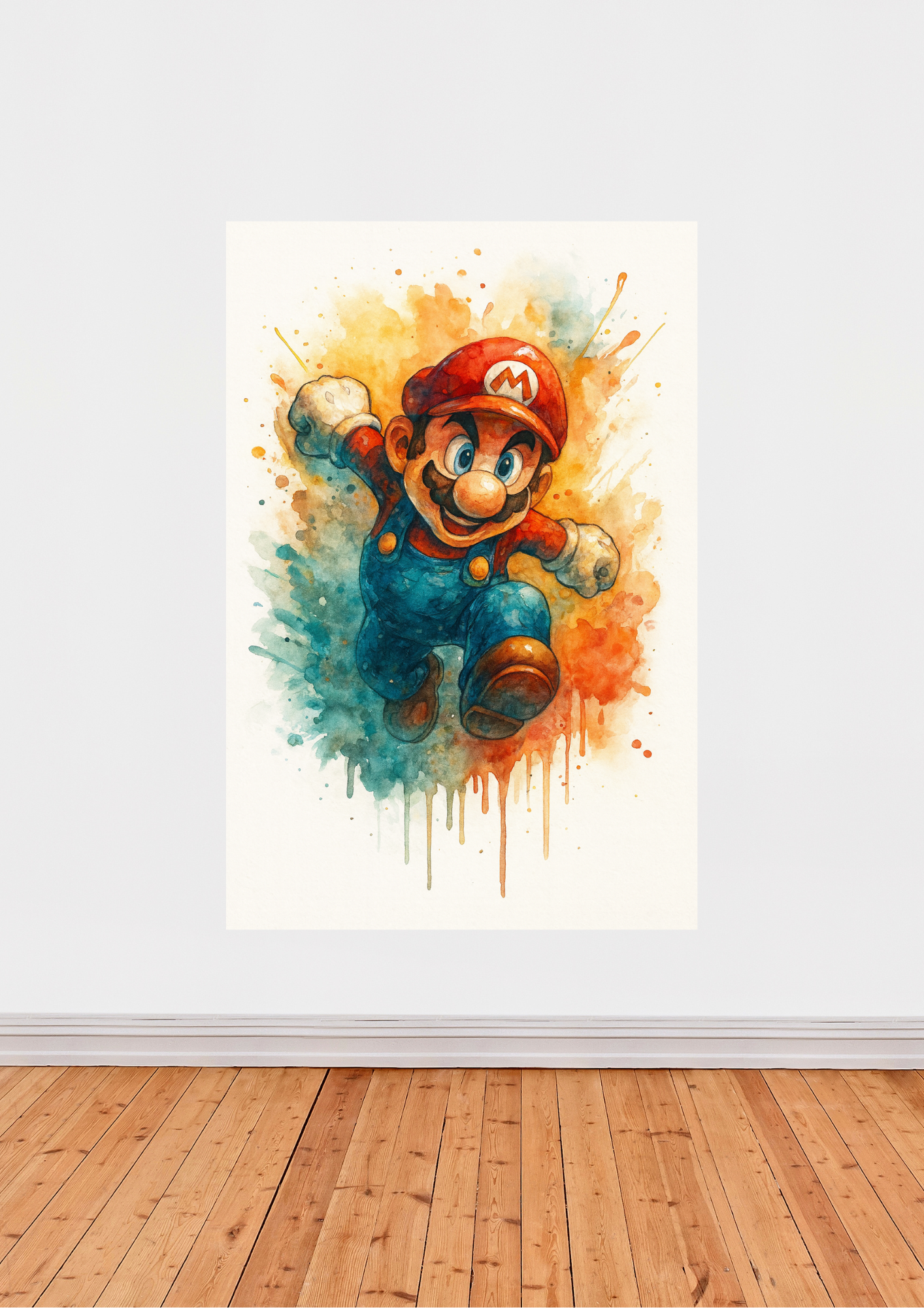 Affiche Mario Aquarelle – Art coloré jeu vidéo rétro