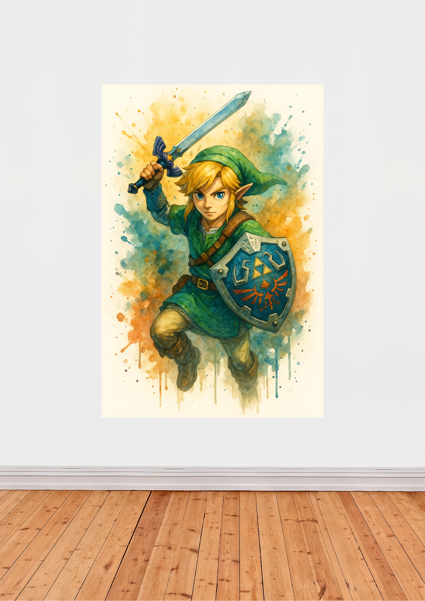 Affiche Link Aquarelle – Art épique inspiré de The Legend of Zelda