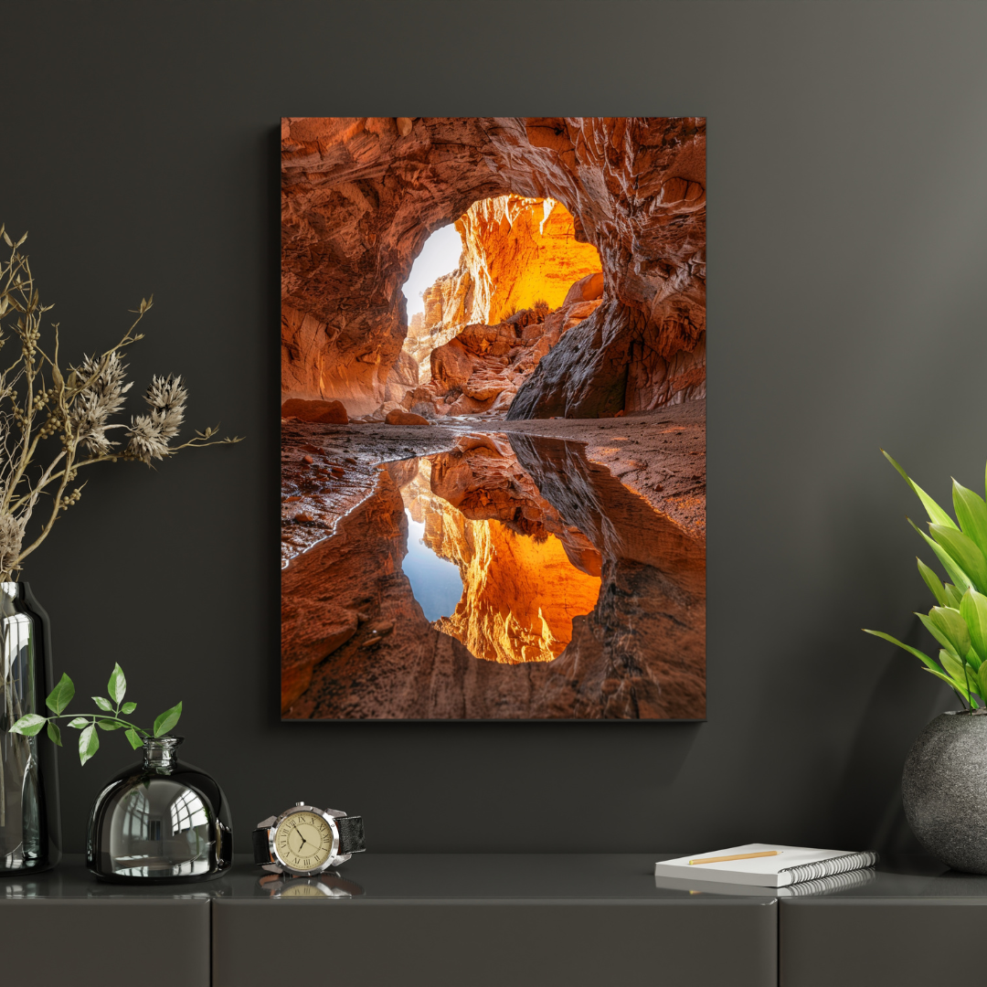 #69 Affiche murale Grotte rocheuse aux reflets dorés