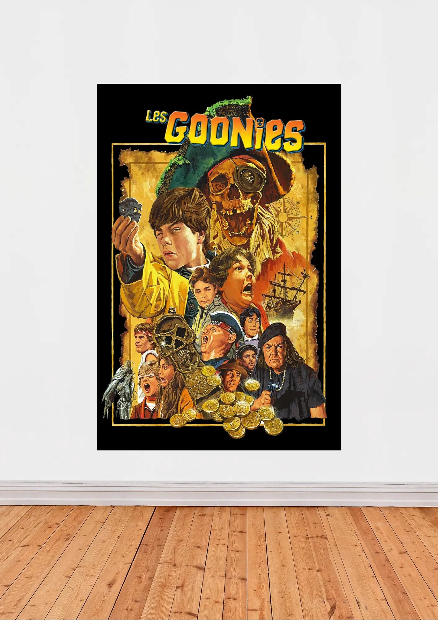 « Les Goonies » – Affiche vintage illustrée du film d’aventure culte