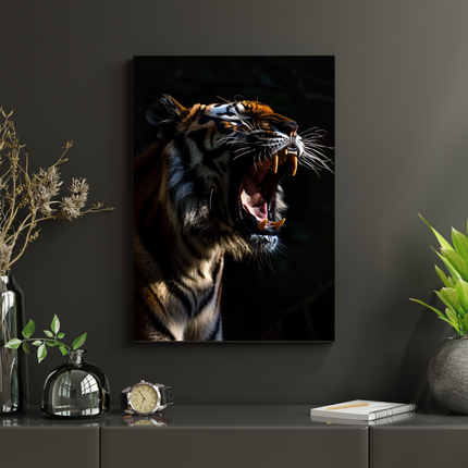 #80 Affiche murale Tigre rugissant – puissance sauvage