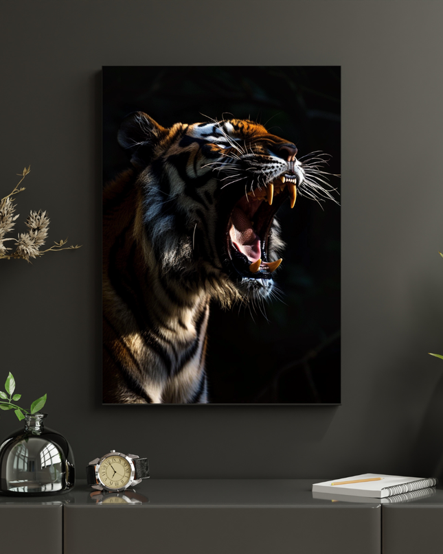 #80 Affiche murale Tigre rugissant – puissance sauvage
