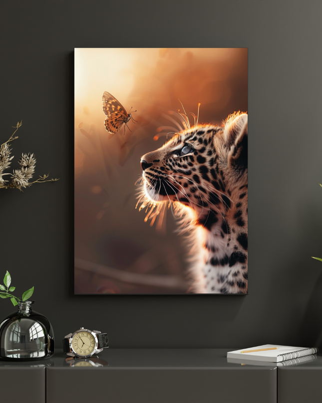 #121 Affiche Léopard & Papillon – Rencontre Sauvage et Poétique