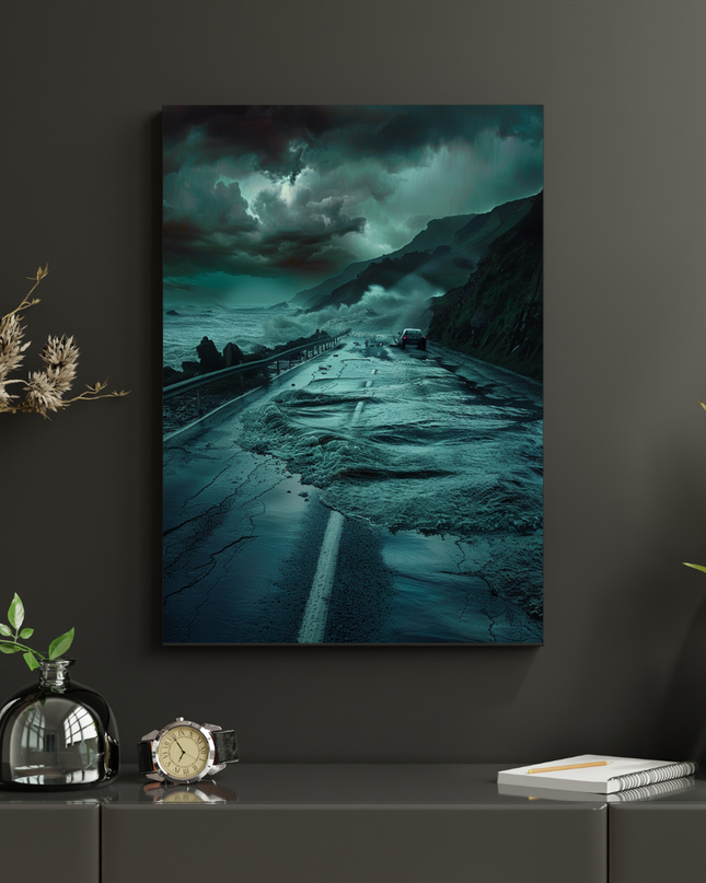 #62 Affiche route côtière sous la tempête