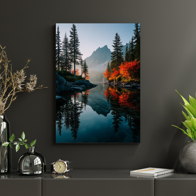 #183 Affiche murale Lac de montagne en automne – Poster paysage nature apaisant