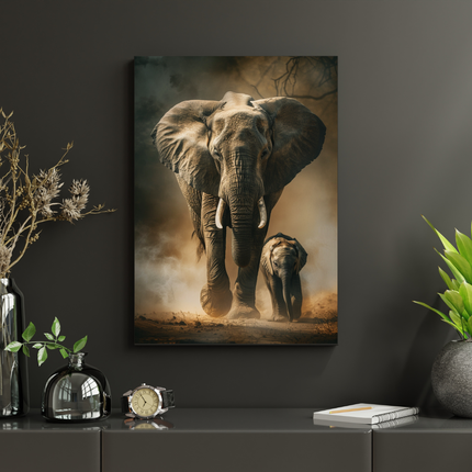 #83 Affiche murale Éléphant et son petit – force protectrice