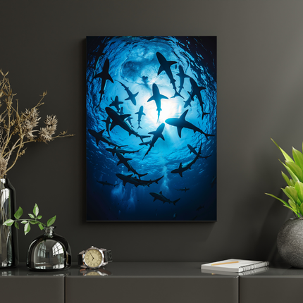 #144 Affiche Requins des Profondeurs – Poster marin immersif et mystérieux