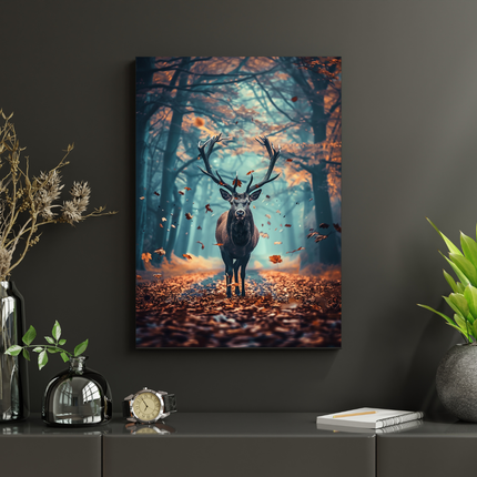 #42 Affiche cerf en forêt automnale