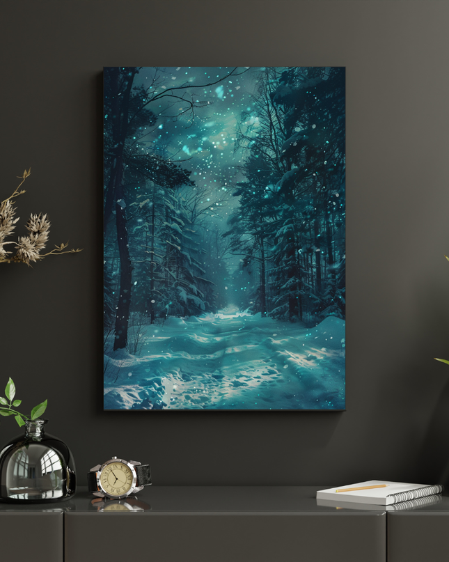 #123 Affiche Forêt Enneigée – Paysage Hivernal Mystique et Apaisant