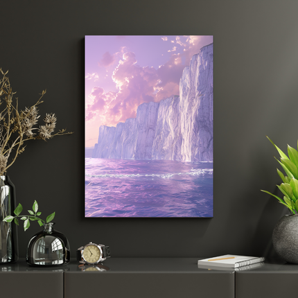 #113 Affiche murale falaises pastel et mer apaisante