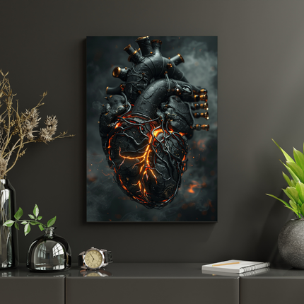 #93 Affiche murale cœur anatomique incandescent – art sombre et intense