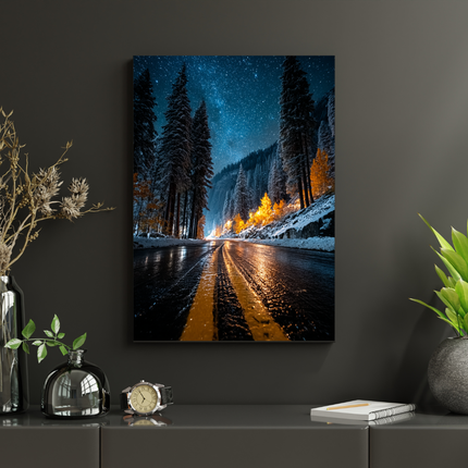 #24 Affiche route nocturne sous ciel étoilé