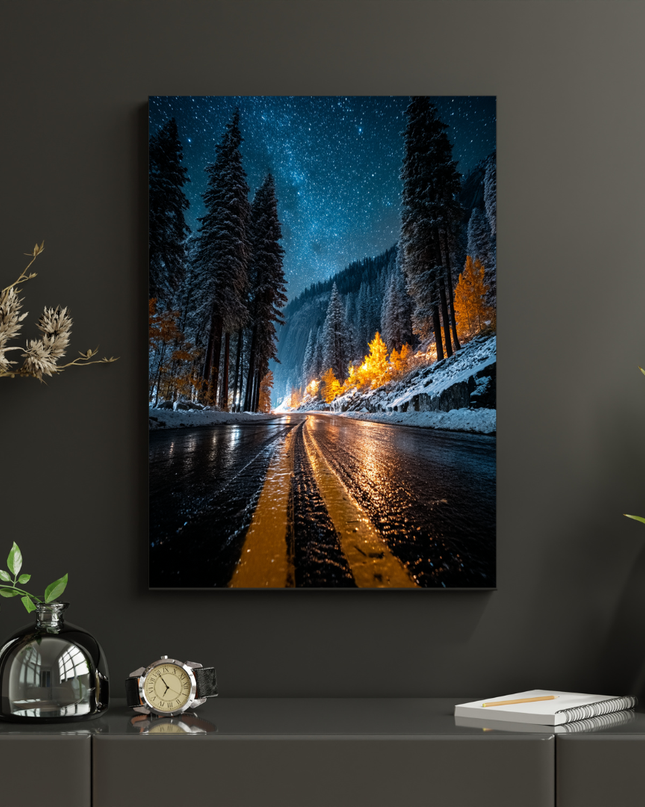 #24 Affiche route nocturne sous ciel étoilé