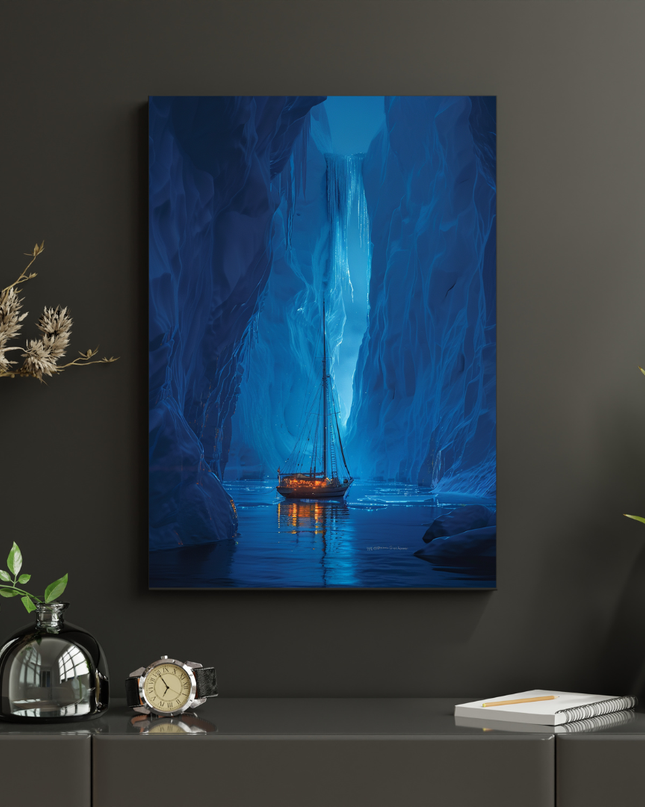 #124 Affiche Bateau dans la Glace – Aventure Polaire et Évasion Onirique
