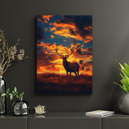 #135 Affiche Cerf au Crépuscule – Poster animalier puissant et chaleureux