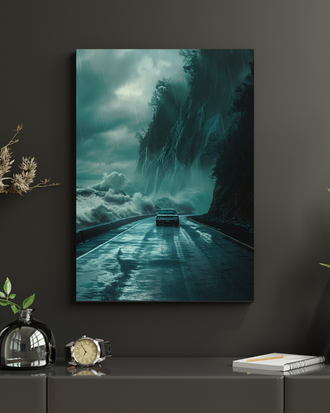 #34 Affiche route côtière sous la tempête