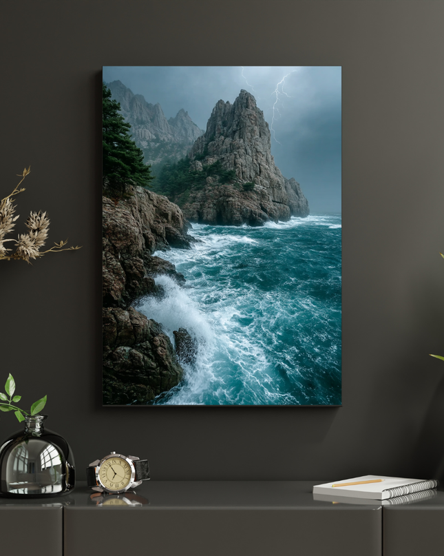 #175 Affiche murale Côte sauvage et tempête – Poster paysage dramatique