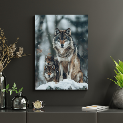 #147 Affiche Meute de Loups – Poster animalier sauvage et hivernal