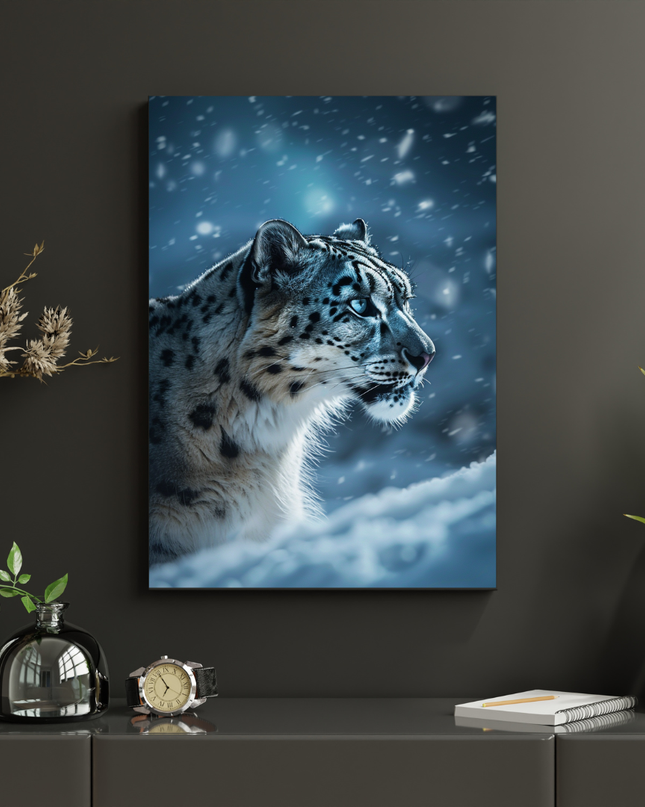 #165 Affiche Panthère des Neiges Hivernale – Poster Animal Sauvage & Calme