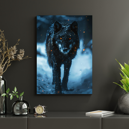 #94 Affiche murale loup noir aux yeux ardents – puissance et mystère