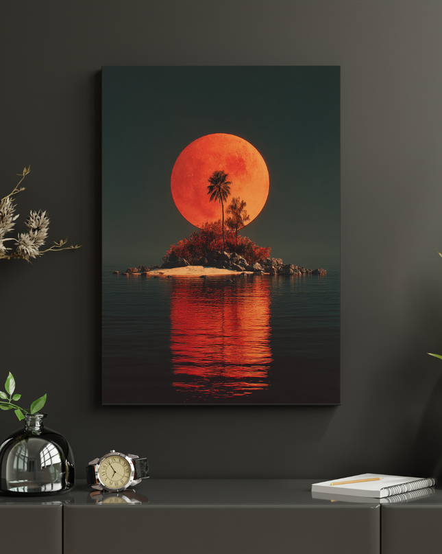 #5 Affiche lune rouge tropicale