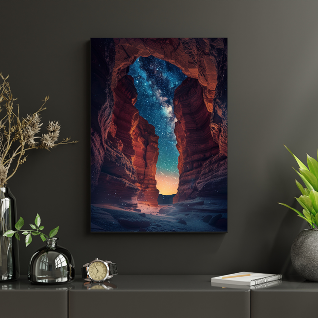 #206 Affiche murale Canyon céleste – Arche rocheuse et voie lactée au crépuscule