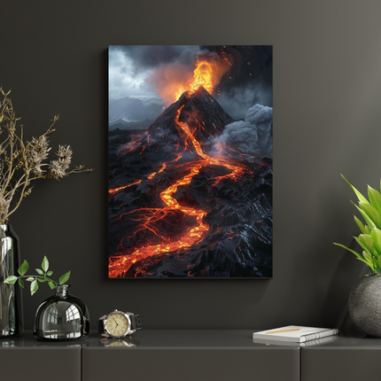 #148 Affiche Volcan en Éruption – Poster paysage volcanique spectaculaire