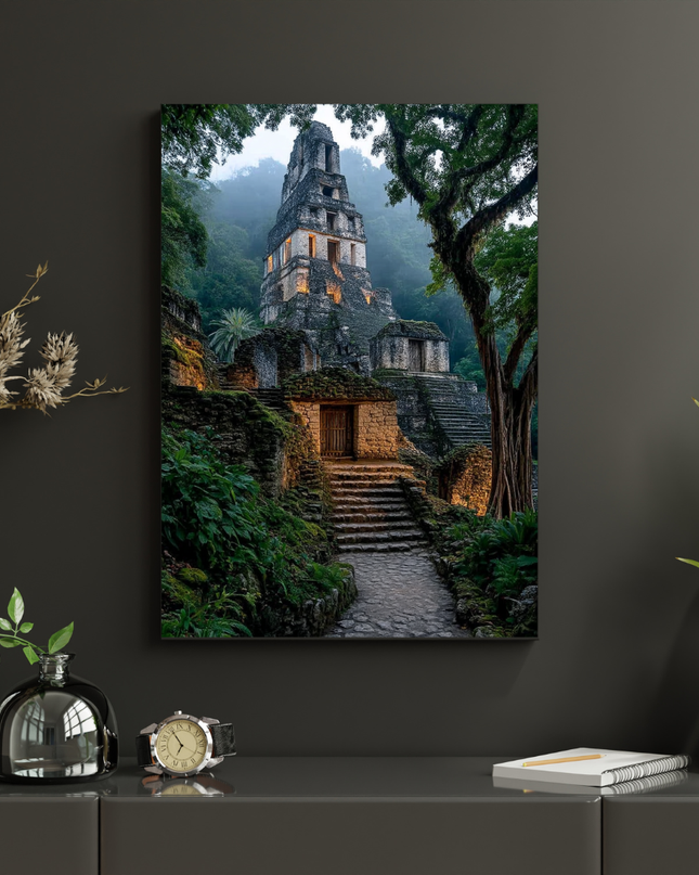 #176 Affiche murale Temple ancien dans la jungle – Poster ruines mystérieuses
