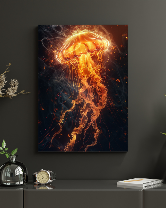 #136 Affiche Méduse Lumineuse – Poster marin artistique et captivant