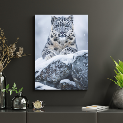 #115 Affiche murale léopard des neiges – Puissance et élégance hivernale