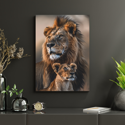 #166 Affiche Lion et Lionceau – Poster Animal Sauvage & Lien Familial