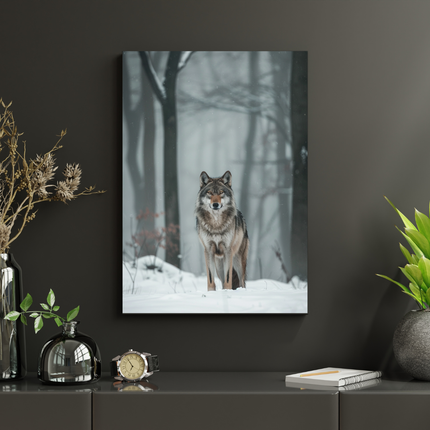 #75 Affiche murale Loup solitaire en forêt hivernale
