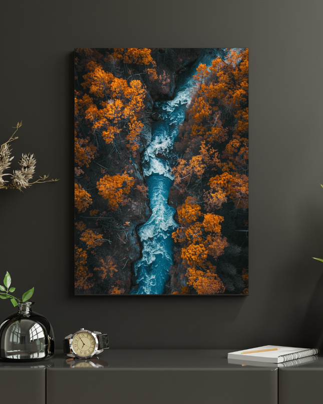 #31 Affiche rivière vue aérienne et forêt d’automne