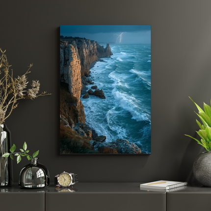 #45 Affiche falaises maritimes et tempête océanique