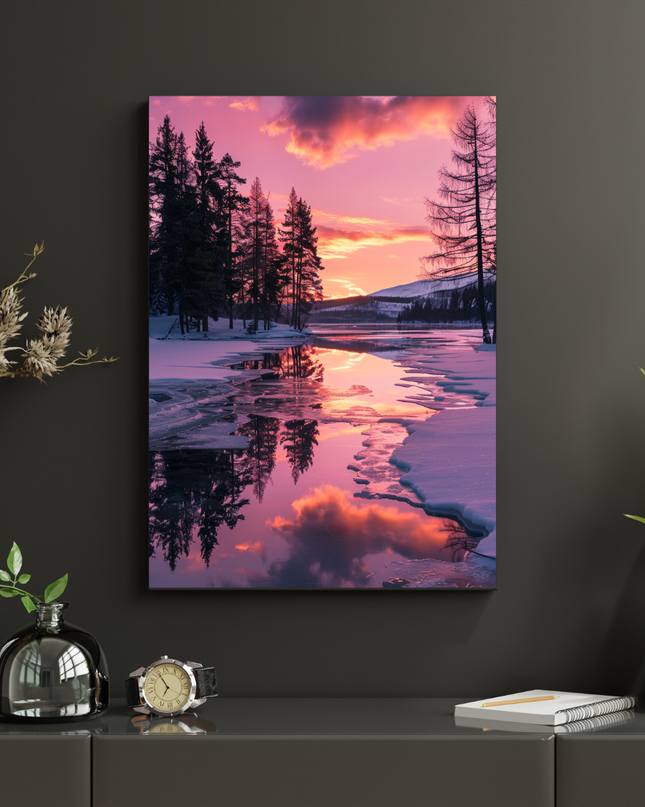 #167 Affiche Paysage Hivernal au Crépuscule – Poster Nature & Sérénité