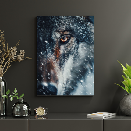 #76 Affiche murale Regard de loup sous la neige