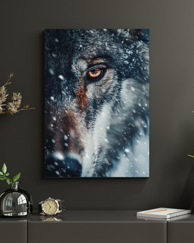 #76 Affiche murale Regard de loup sous la neige