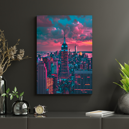 #77 Affiche murale Skyline urbaine aux néons du crépuscule