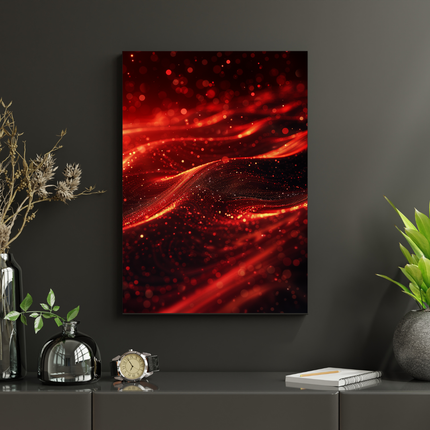 #27 Affiche abstraite rouge aux vagues lumineuses