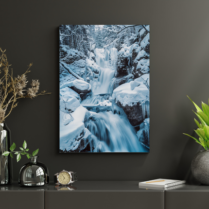 #168 Affiche Cascade Hivernale – Poster Paysage Nature & Fraîcheur