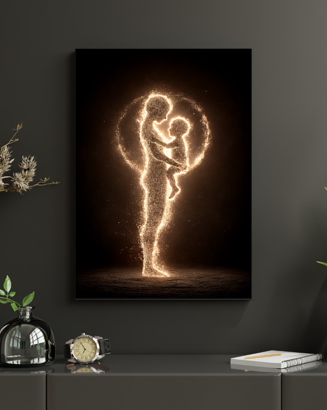 #47 Affiche amour maternel en lumière dorée