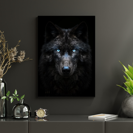 #138 Affiche Loup Noir – Poster animalier mystérieux et regard perçant