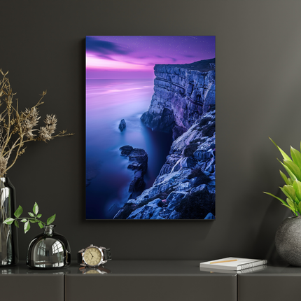 #97 Affiche murale falaise océanique au crépuscule violet