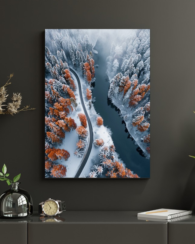 #38 Affiche paysage hivernal vue aérienne