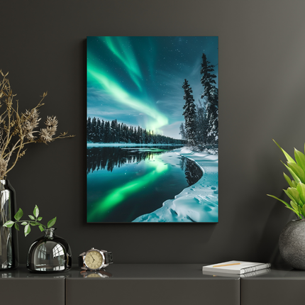 #169 Affiche Aurore Boréale Hivernale – Poster Paysage Nordique & Magie