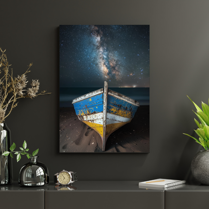 #139 Affiche Barque Étoilée – Poster marin nocturne et poétique