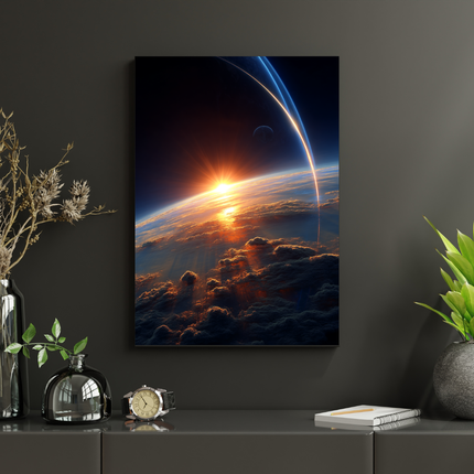 #179 Affiche murale Lever de soleil spatial – Poster planète et horizon cosmique