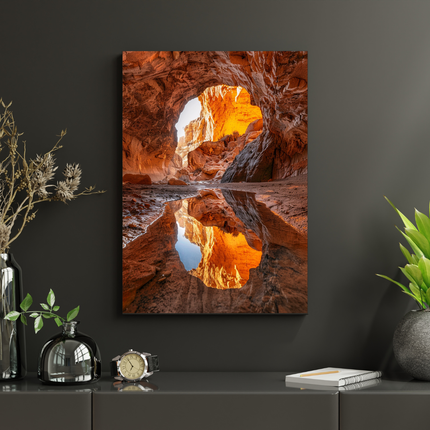 #69 Affiche murale Grotte rocheuse aux reflets dorés