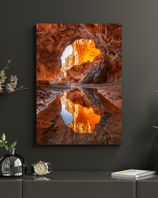 #69 Affiche murale Grotte rocheuse aux reflets dorés