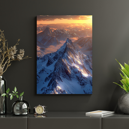 #109 Affiche murale sommets enneigés au lever du soleil